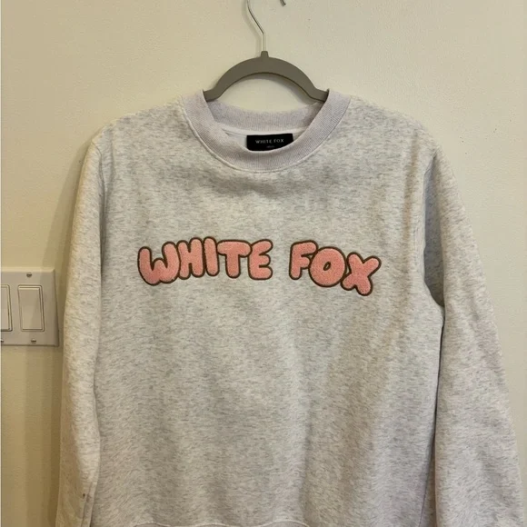 Sweet Treat White Fox Sweatshirt in Grey Marle - Picture 3 of 5